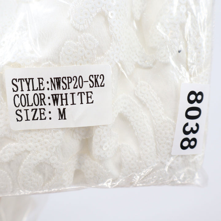 Naked Wardrobe The Statement White Sequin Floral Pleated Ruffle Mini Skirt M