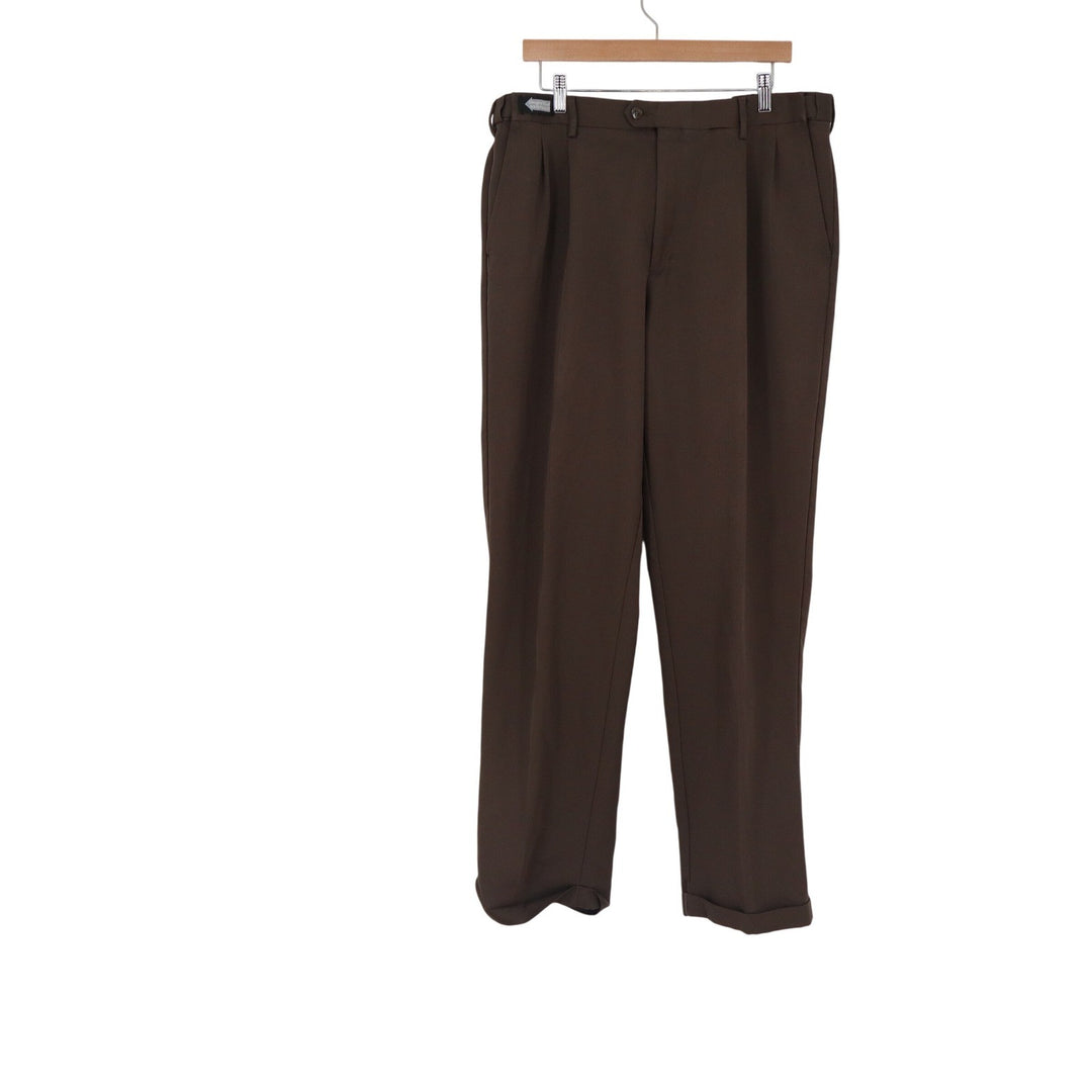 Savane Comfort Plus Mens Brown Pleated Cuffed Dress Pants Slacks 36x34 Birch