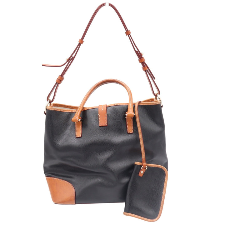 Dooney & Bourke Tote Bag Womens Large Pebble Leather Black Tan Classic Excellent