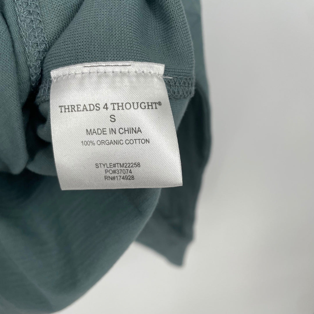 Threads 4 Thought Long Sleeve Henley Shirt Succu Teal Organic Cotton Size S