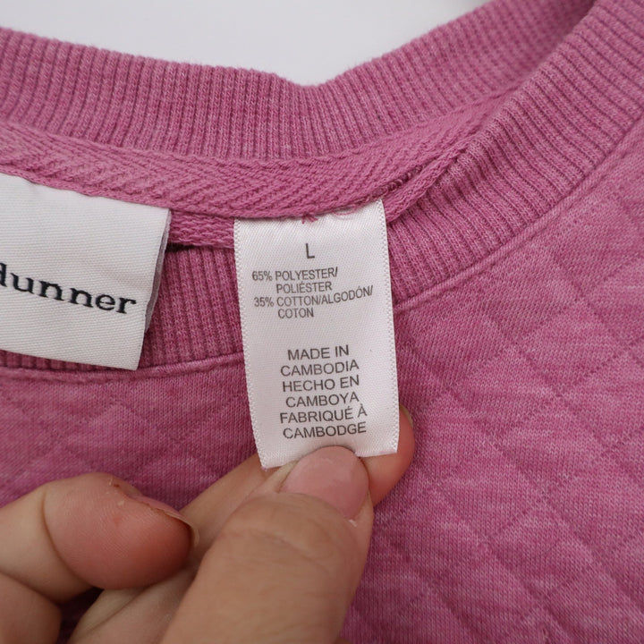 Alfred Dunner Womens Pink Floral Embroidered Quilted Yoke Sweatshirt Size L