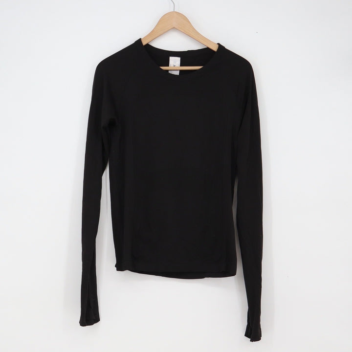 Old Navy Top Womens L Tall Fluid Seamless Go-Dry Black Thumbhole Excellent