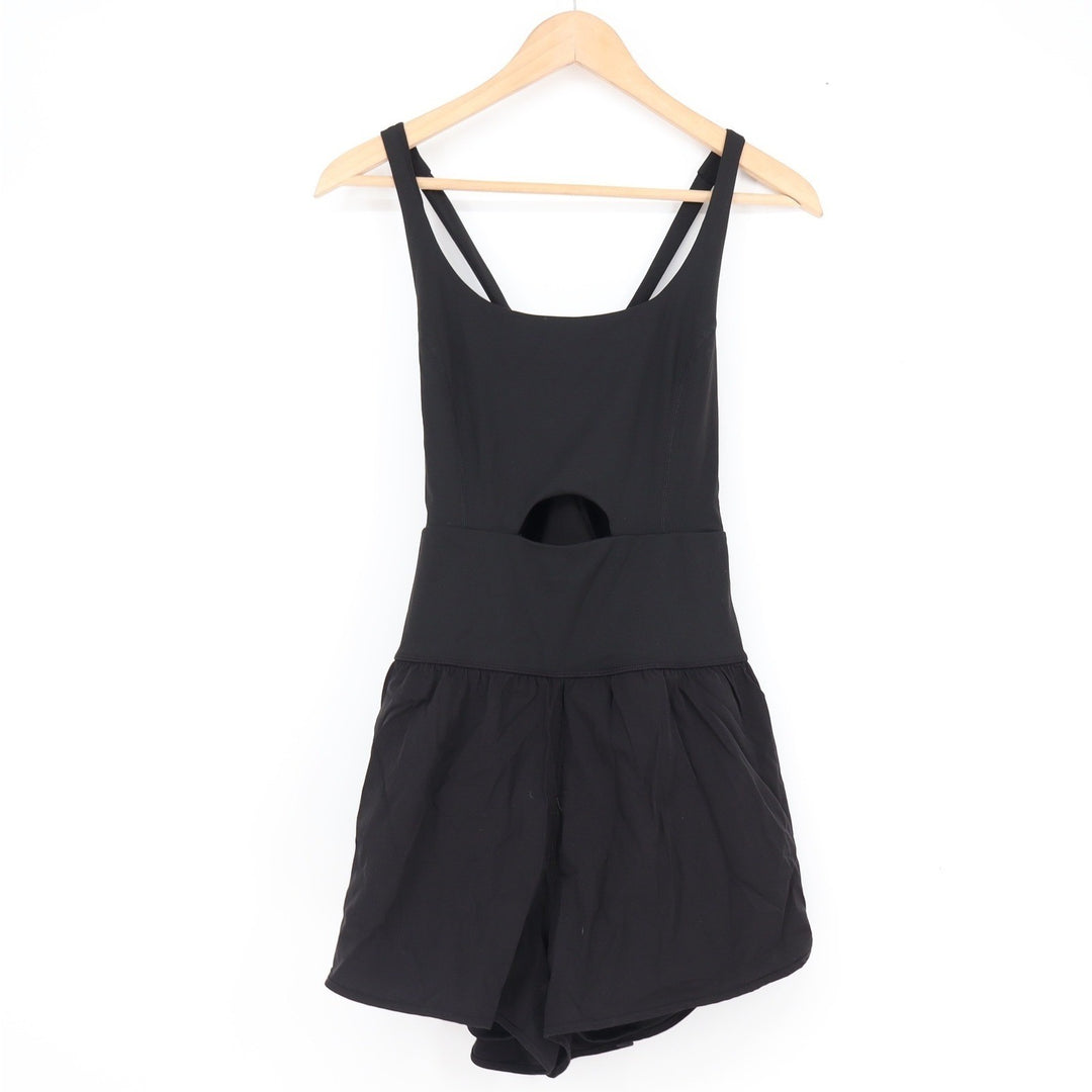 Black Athletic Romper Crisscross Back Cutout Workout Tennis Dress Small