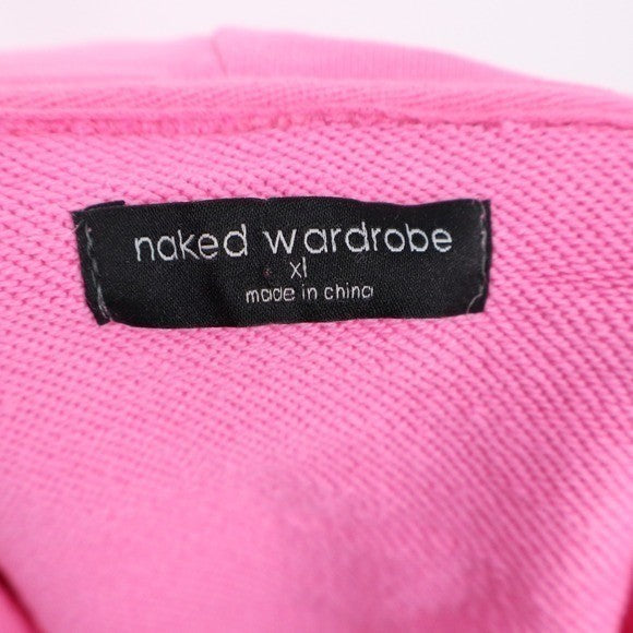 Naked Wardrobe Pink Cropped Hoodie XL Long Sleeve Elastic Hem Sweatshirt