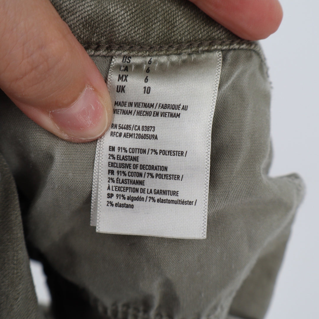 American Eagle Olive Green Super Super Stretch Raw Hem Denim Shorts Size 6