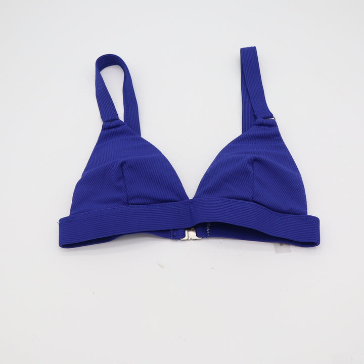 Unbranded Bikini Top Womens XS Blue Ribbed Triangle Adjustable Excellent