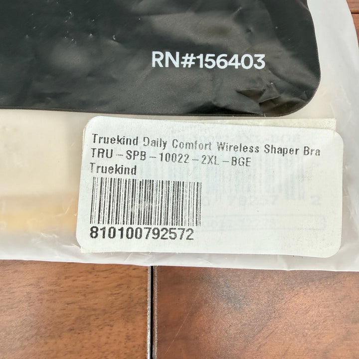 Truekind Daily Comfort Wirefree Shaper Bra 2XL Beige Support Everyday