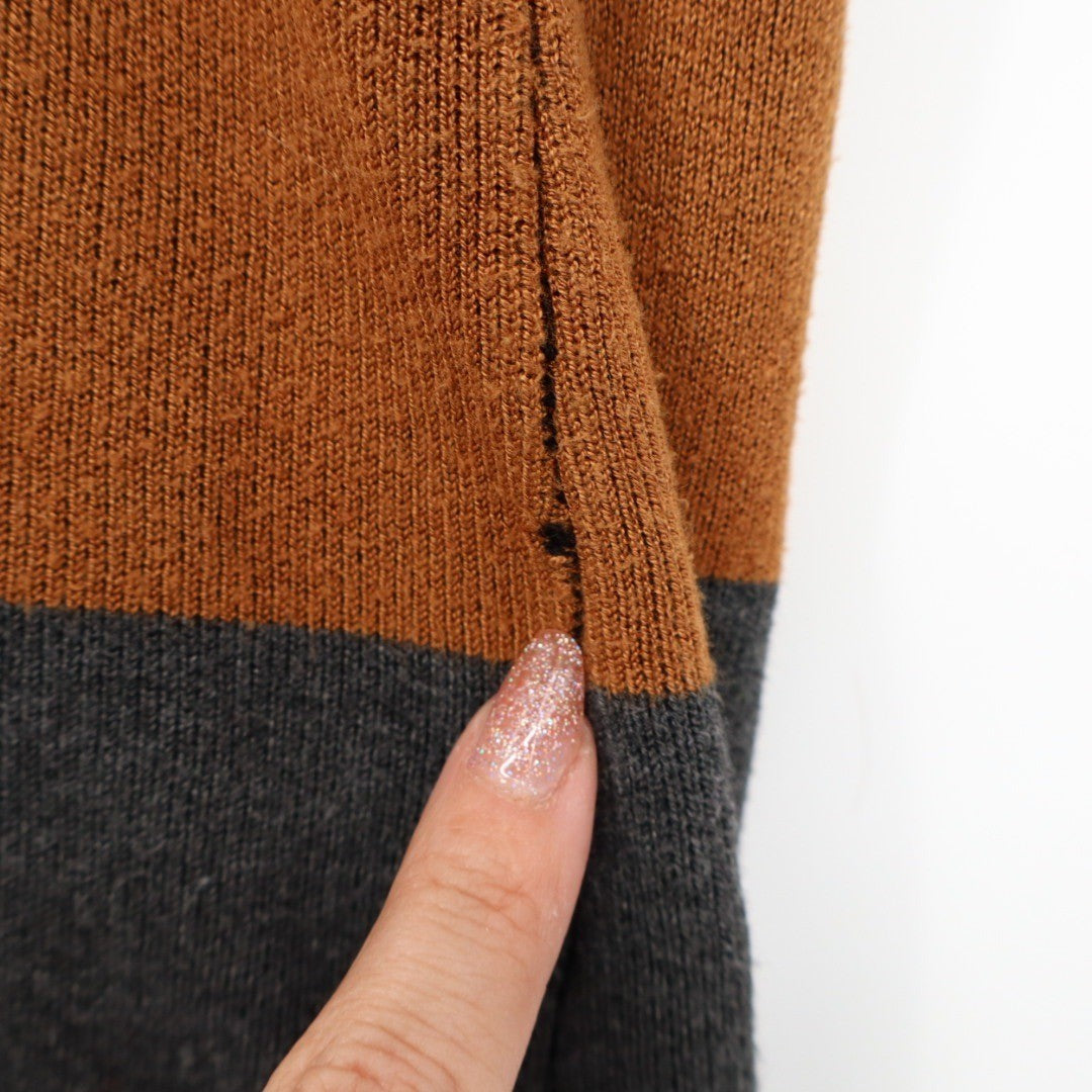 JOSEPH A Striped Open Front Cardigan Sweater Brown White Gray Black Size L