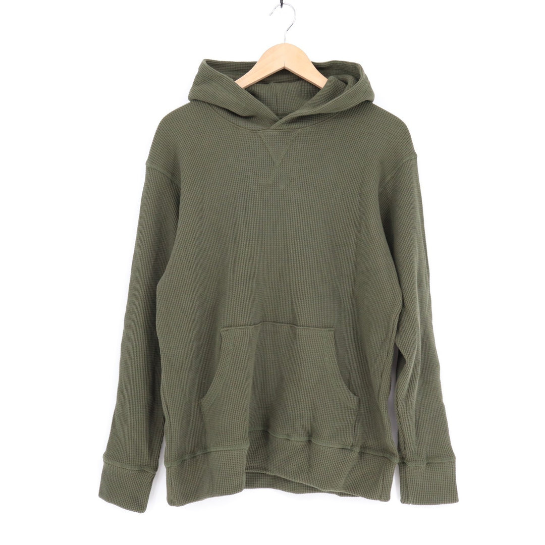 American Giant Summit Hoodie Mens M Green Cotton Waffle Knit Kangaroo Pocket
