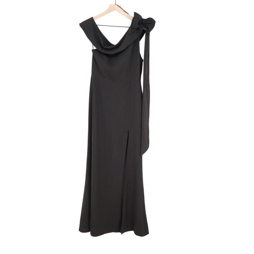 Lulus Stepped Out Stunning Maxi Dress Women L Black Stretch One-Shoulder Mermaid