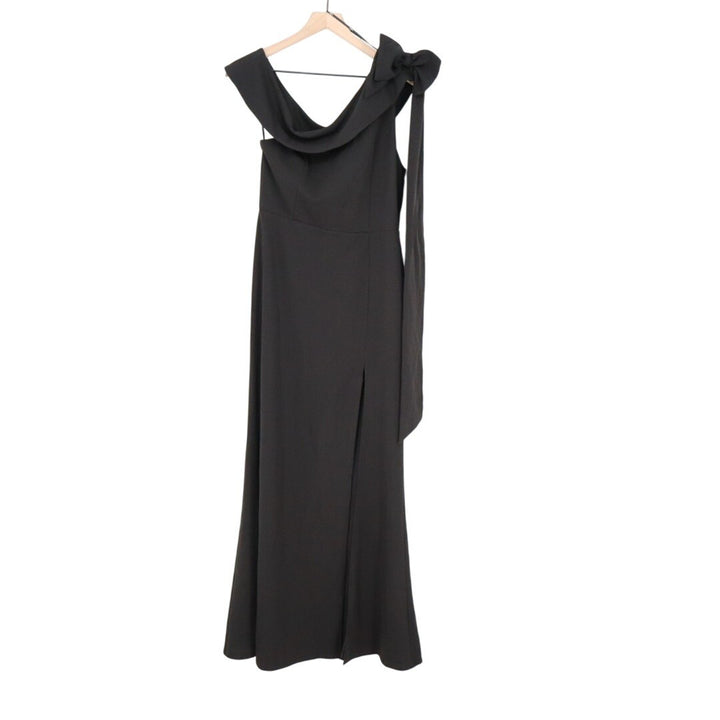 Lulus Stepped Out Stunning Maxi Dress Women L Black Stretch One-Shoulder Mermaid