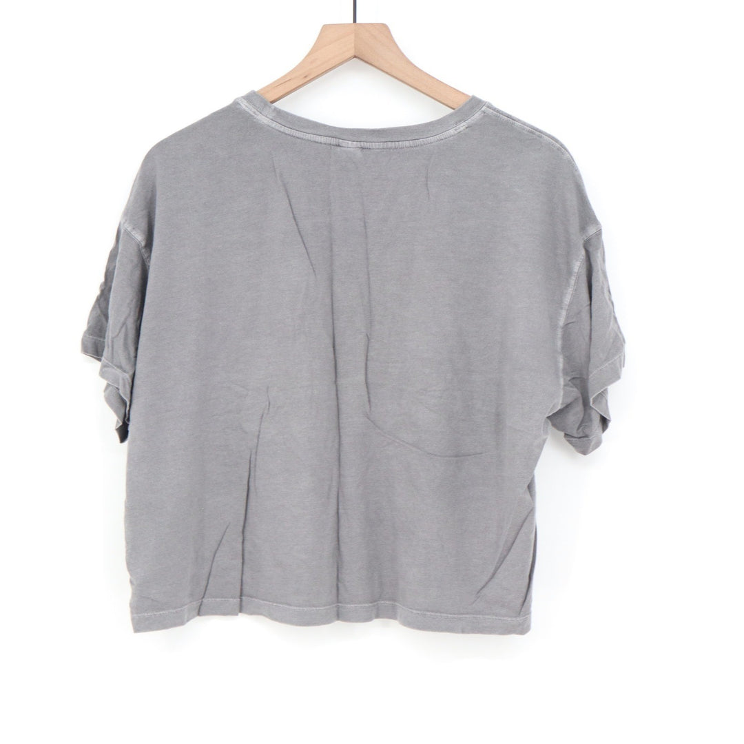Old Navy Womens Gray Boxy Cropped Pocket T-Shirt Size L Relaxed Cotton Modal