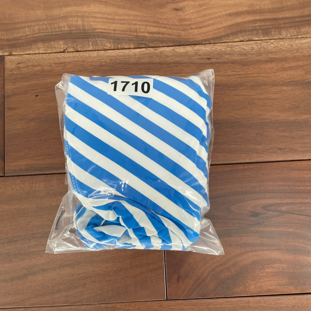 Lulus Blue White Stripe One Piece Swimsuit Tie Back High Cut Size M