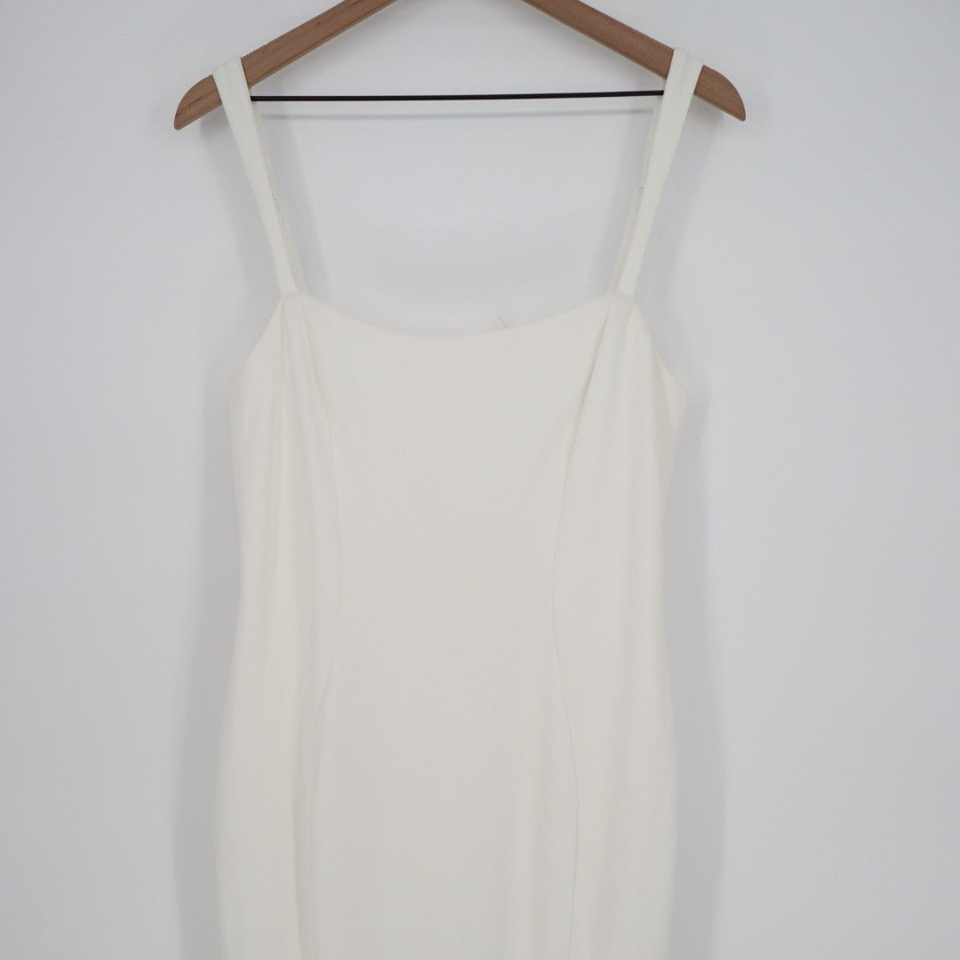 Lulus Safine Maxi Dress Womens Large White Stretch Backless Sleeveless Mermaid