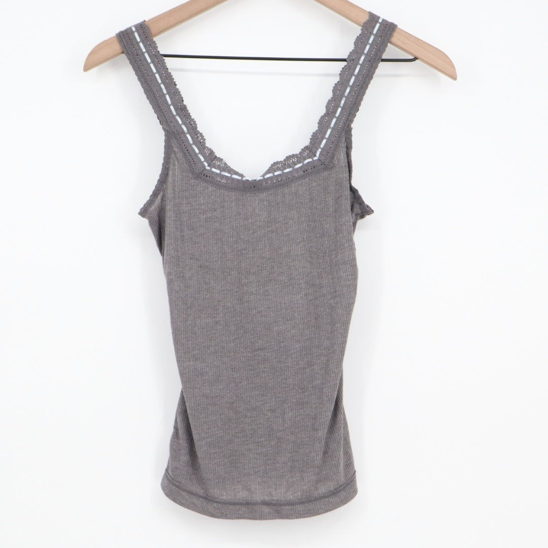 Intimately Free People Only You Tank Top Womens M Heather Grey Wide Strap Ribbed
