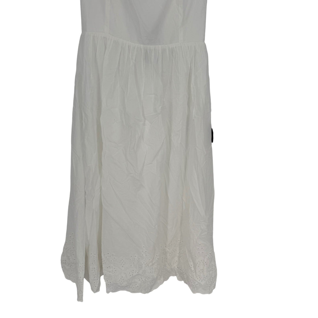 Lulus Stylish Merriment White Puff Sleeve Embroidered Midi Dress Size M