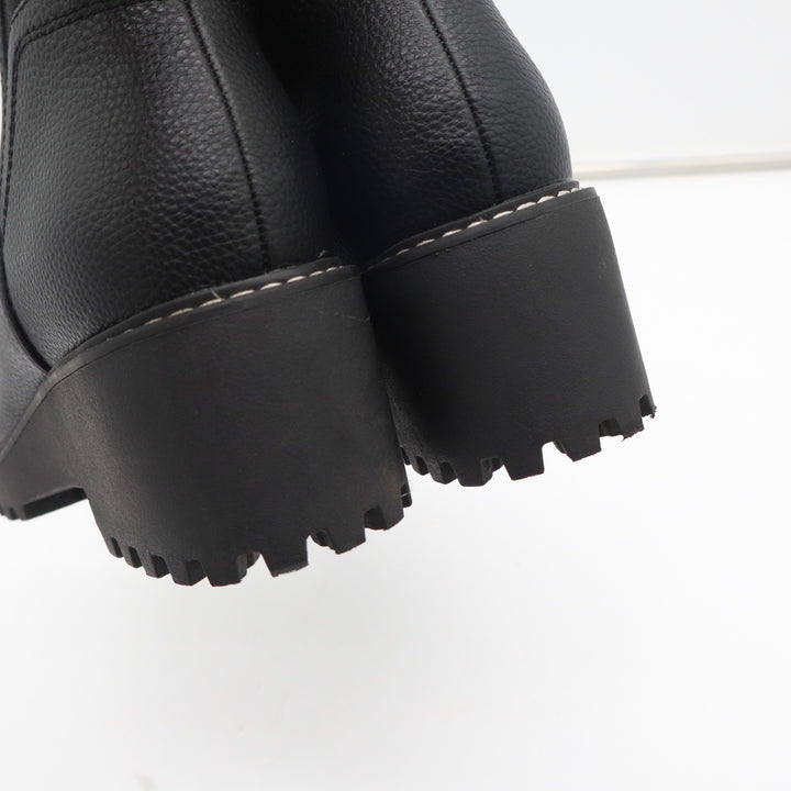 Universal Thread Womens Black Pebbled Lug Sole Ankle Boots Side Zip Size 8.5
