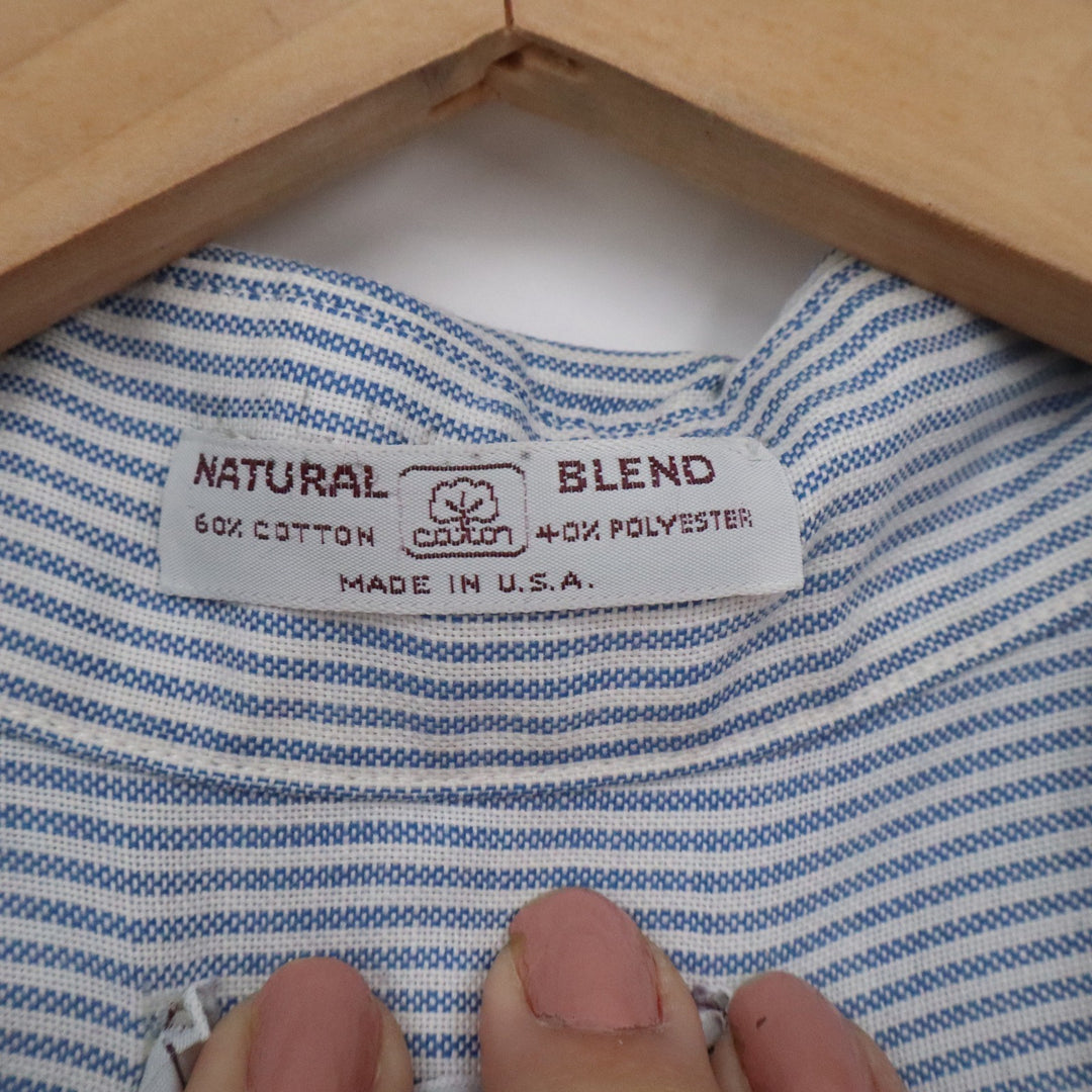 Arrow Dover Mens Blue White Striped Button Down Dress Shirt 16.5 32/33 USA Made