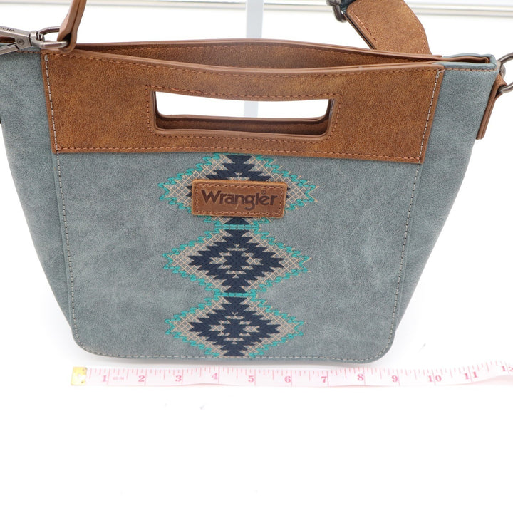 Wrangler Aztec Womens Handbag Gray Suede Pockets Adjustable Strap Crossbody Bag
