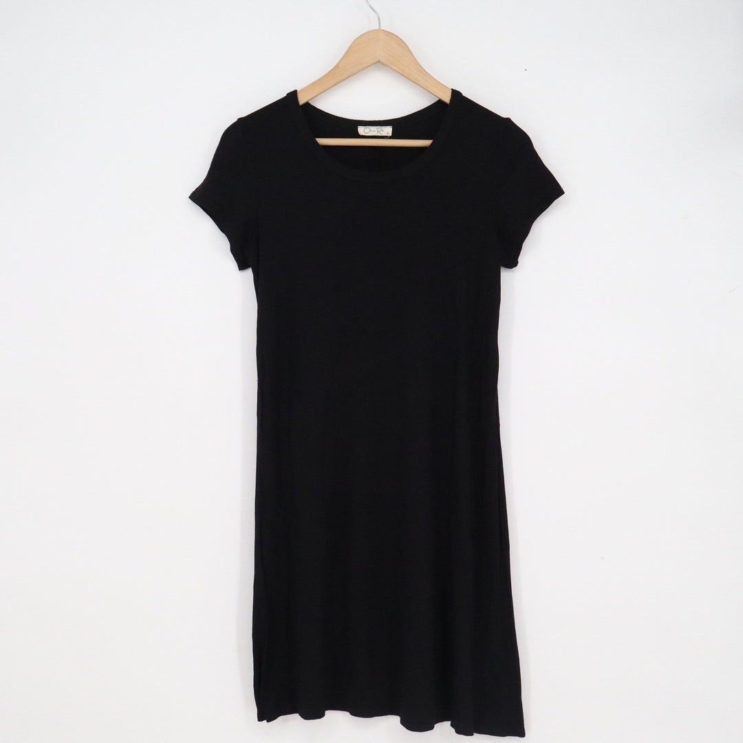 Olivia Rae Womens Black Short Sleeve Scoop Neck T-Shirt Mini Dress Size M