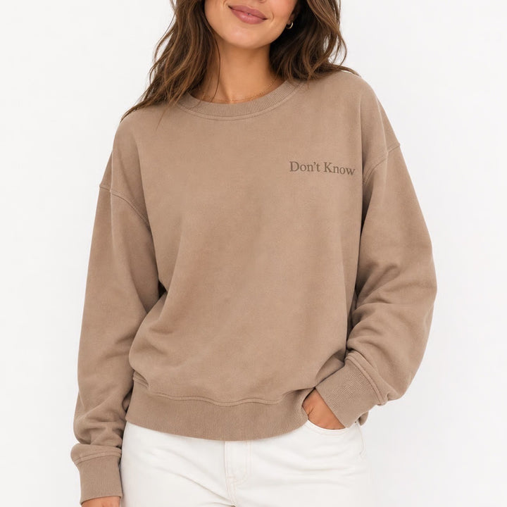 Bailey Rose Brown Tan Colorblock Dont Know Dont Care Graphic Sweatshirt Large