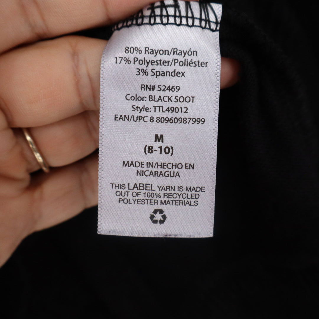 Time and Tru Womens Black Soot V-Neck Relaxed Knit Sweater Size M 8-10