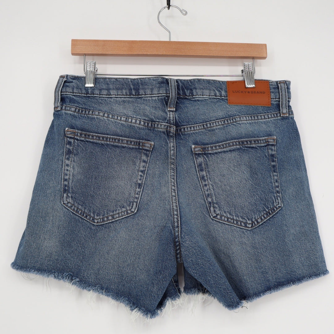 Lucky Brand Embroidered Floral Denim Cut Off Shorts Medium Wash Blue Size 8 29