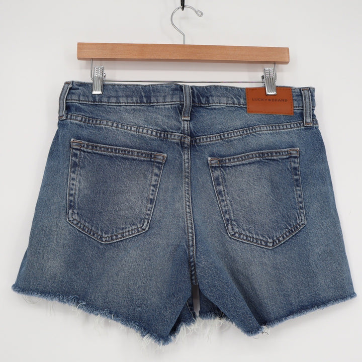 Lucky Brand Embroidered Floral Denim Cut Off Shorts Medium Wash Blue Size 8 29