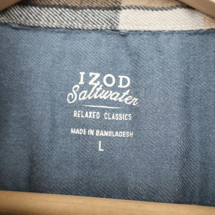 IZOD Saltwater Relaxed Classics Flannel Shirt Mens Large Multi Plaid Button Up