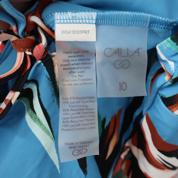 CALIA Triangle Strappy Back One Piece Swimsuit Tranquil Blue Floral 10