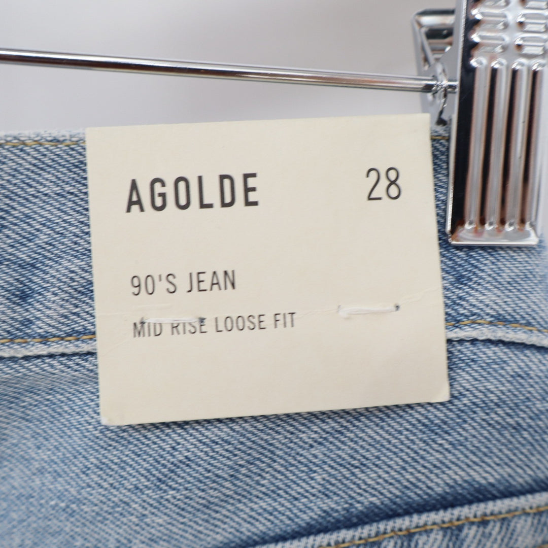 AGOLDE Jeans Womens 28 90's Jean Mid Rise Loose Straight Threadbare Blue NEW