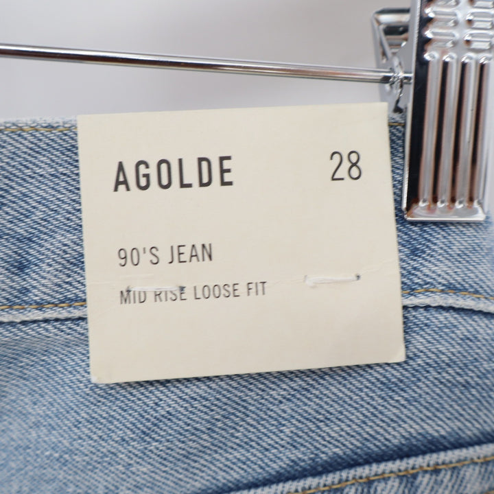 AGOLDE Jeans Womens 28 90's Jean Mid Rise Loose Straight Threadbare Blue NEW