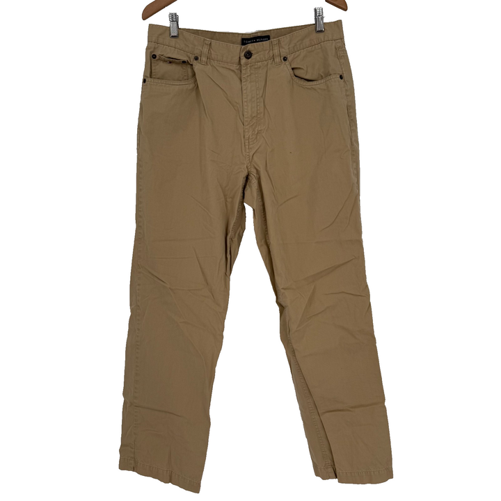 Tommy Hilfiger Pants Mens 33 X 32 Brown Logo Cotton Straight Leg Everyday Wear