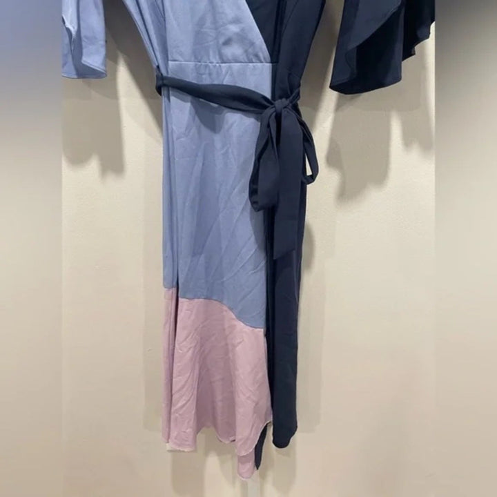 Hutch Colorblock Wrap Dress Size S