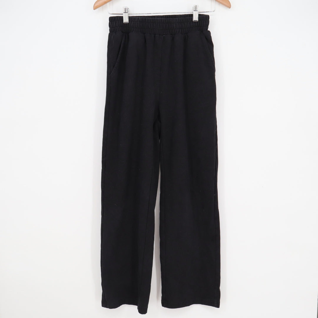 AC Womens Wide Leg Sweatpants Black Elastic Waist Cotton Blend Size S