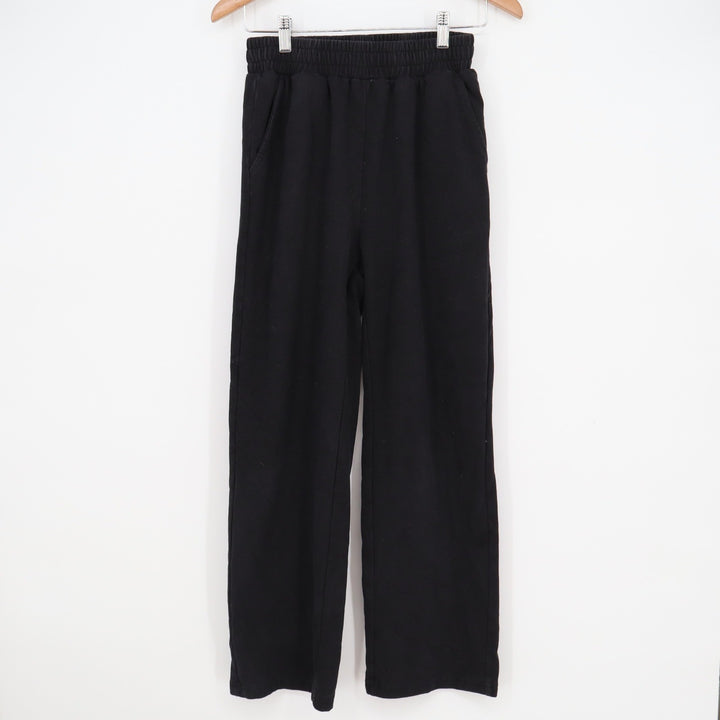 AC Womens Wide Leg Sweatpants Black Elastic Waist Cotton Blend Size S