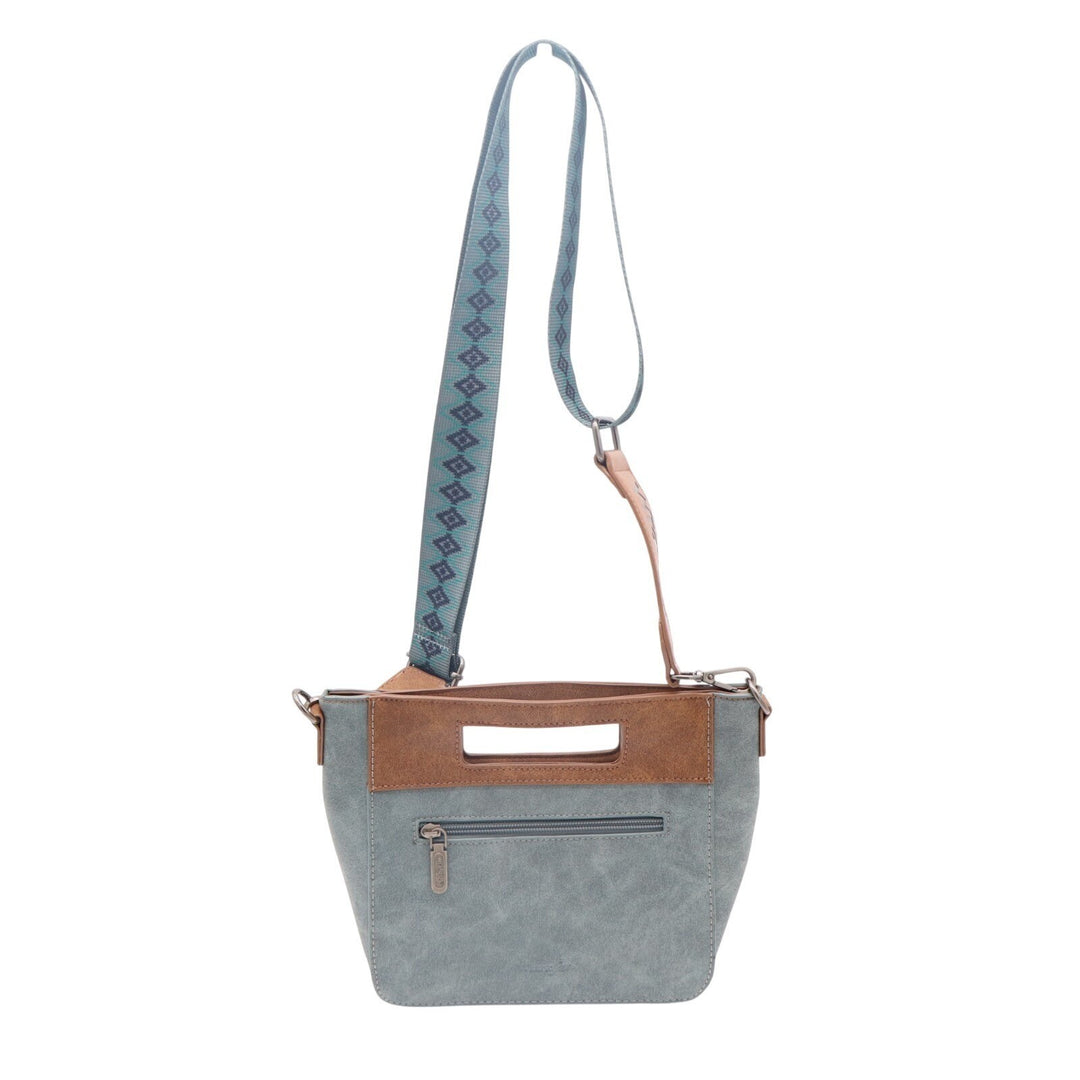 Wrangler Aztec Womens Handbag Gray Suede Pockets Adjustable Strap Crossbody Bag