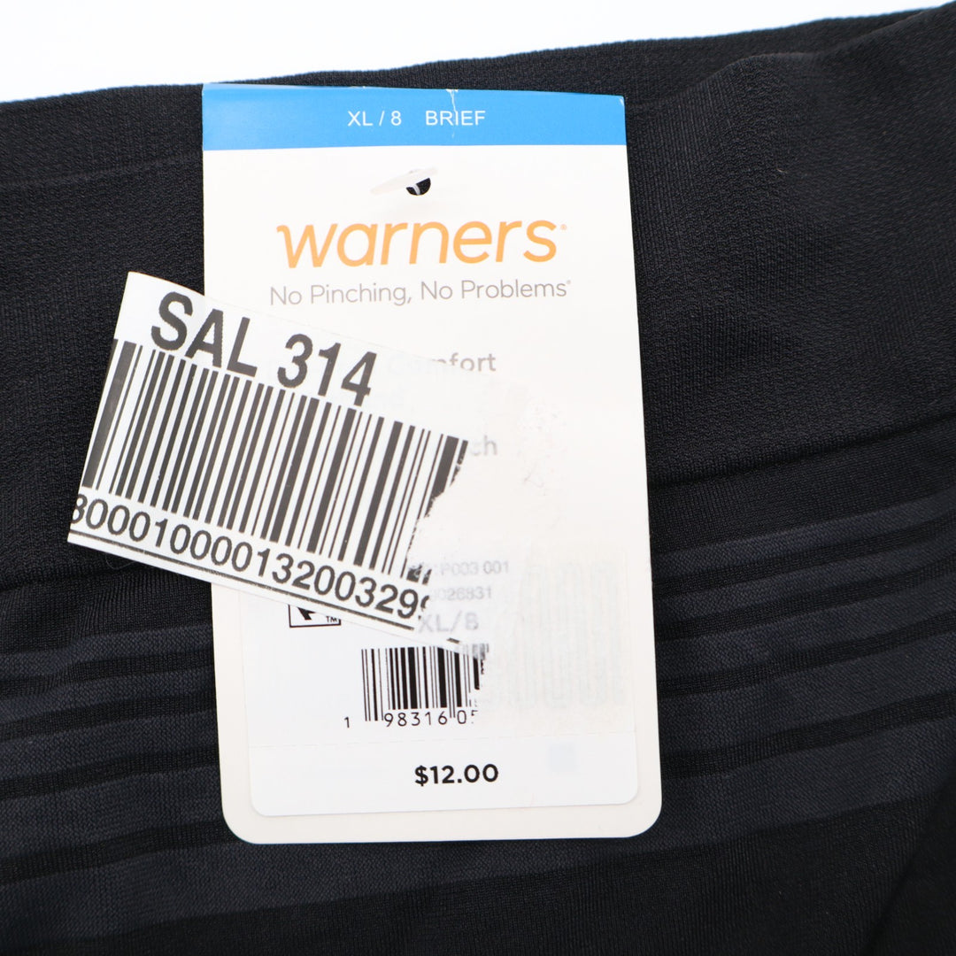 Warners No Pinching, No Problems Seamless Brief Panty Womens XL Black High Waist