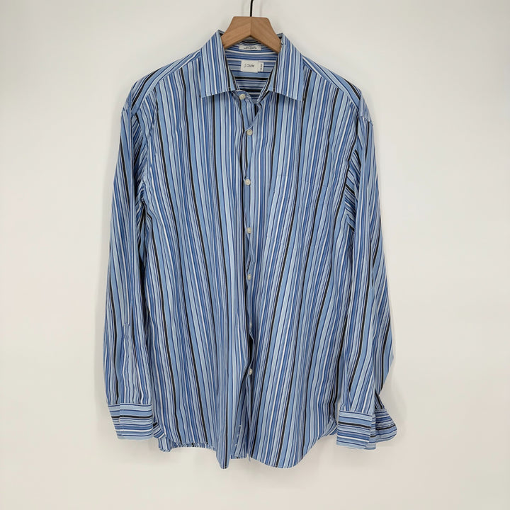 J.Crew Dress Shirt Mens L (16-16.5) Multicolor Striped Cotton Barrel Cuff Formal