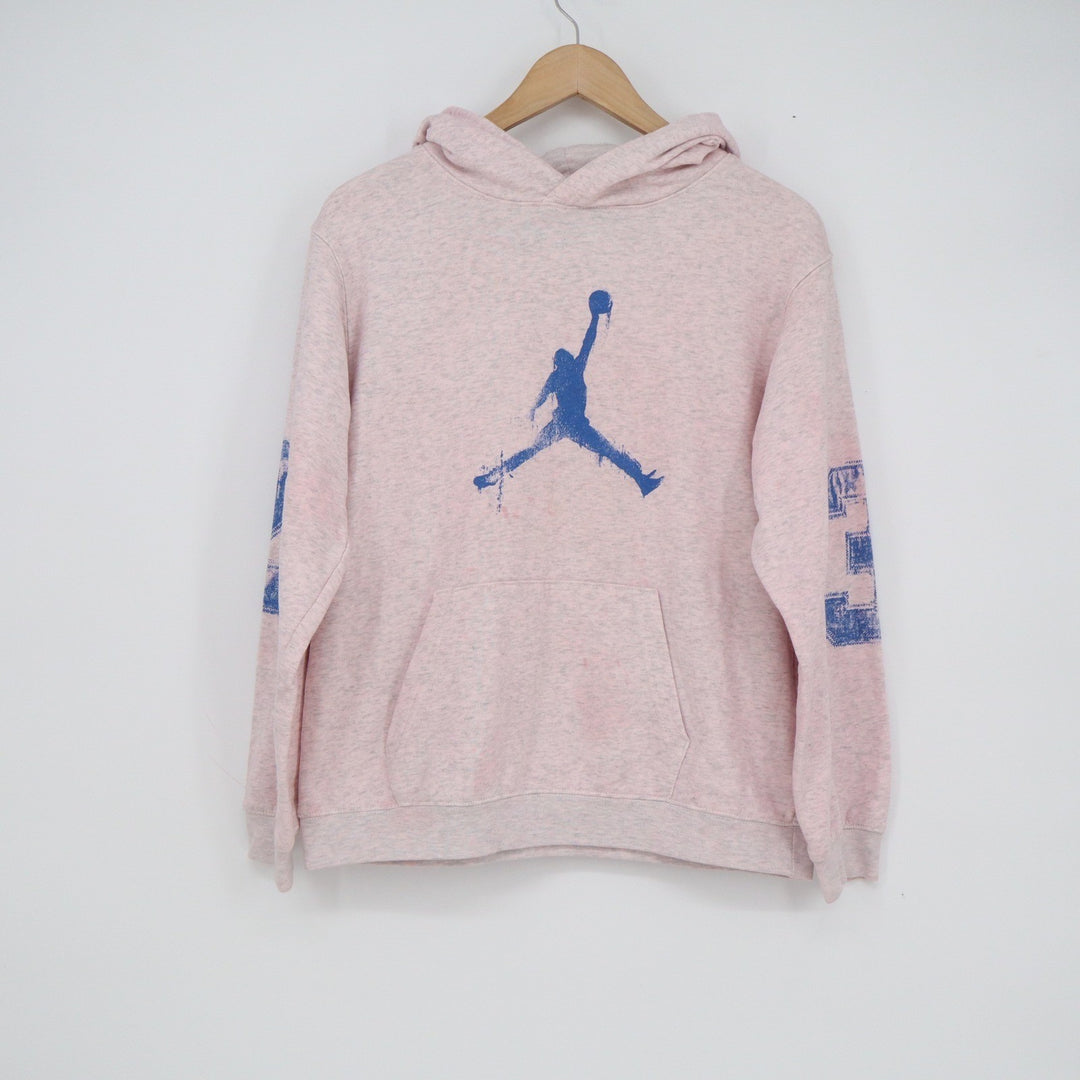 Jordan Boys XL Pink Heathered Jumpman Logo Pullover Hoodie 23 Sleeve Graphic