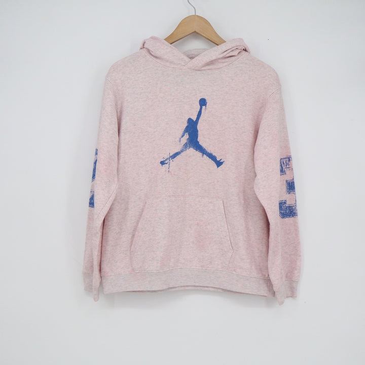 Jordan Boys XL Pink Heathered Jumpman Logo Pullover Hoodie 23 Sleeve Graphic