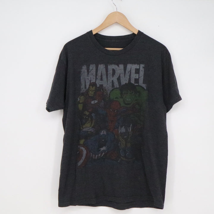 Marvel Avengers Graphic T-Shirt Mens Large Charcoal Grey Mad Engine Distressed L