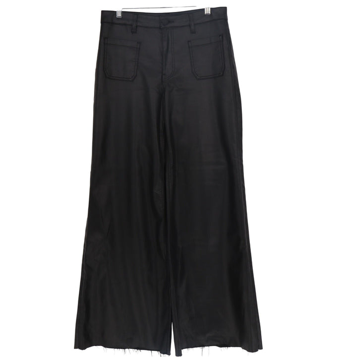 Kut From The Kloth Pants Womens 8 Black Raw Hem Patch Pockets High Rise Wide Leg
