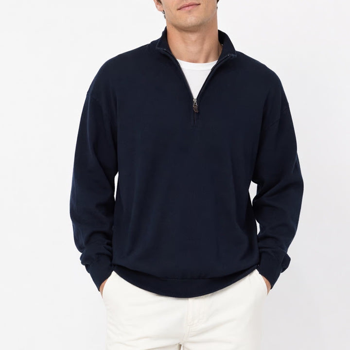 Jos. A. Bank Signature Sweater Mens 2X Navy Cotton Ribbed Tight Knit Quarter Zip