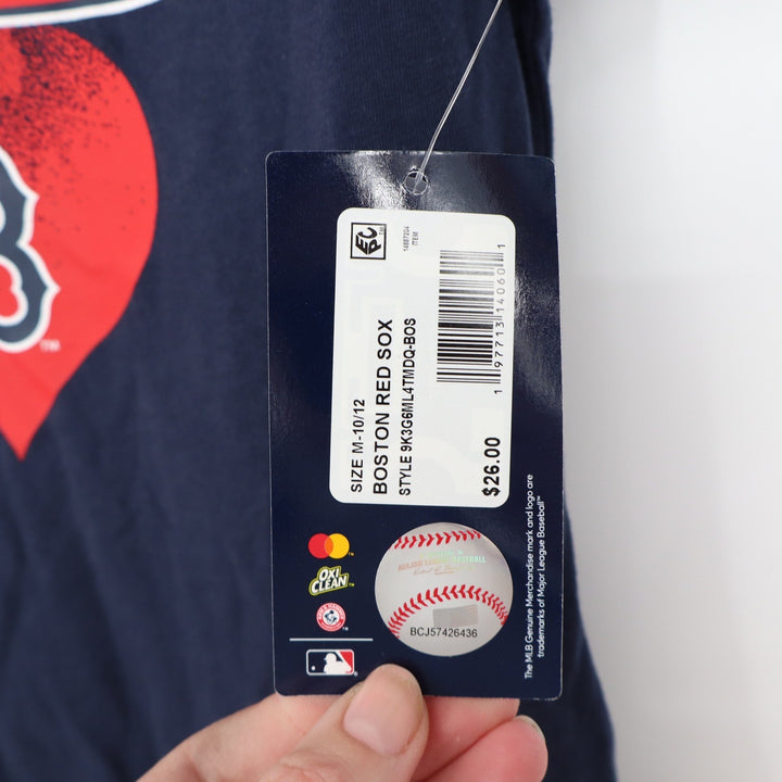 MLB Boston Red Sox Girls Navy Blue Heart Graphic T-Shirt Size M 10/12