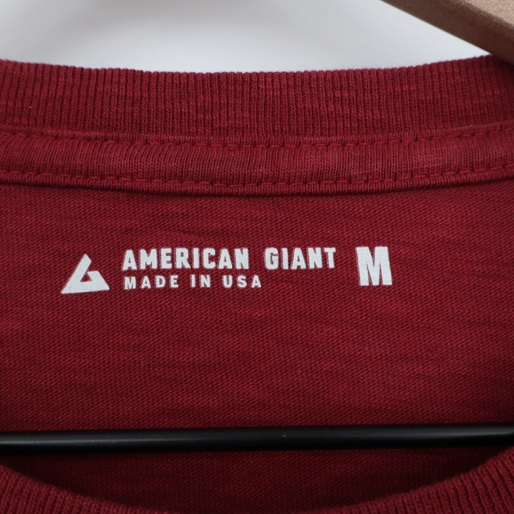 American Giant Premium Slub T-Shirt Men Medium Red Cotton Short Sleeve Crew Neck