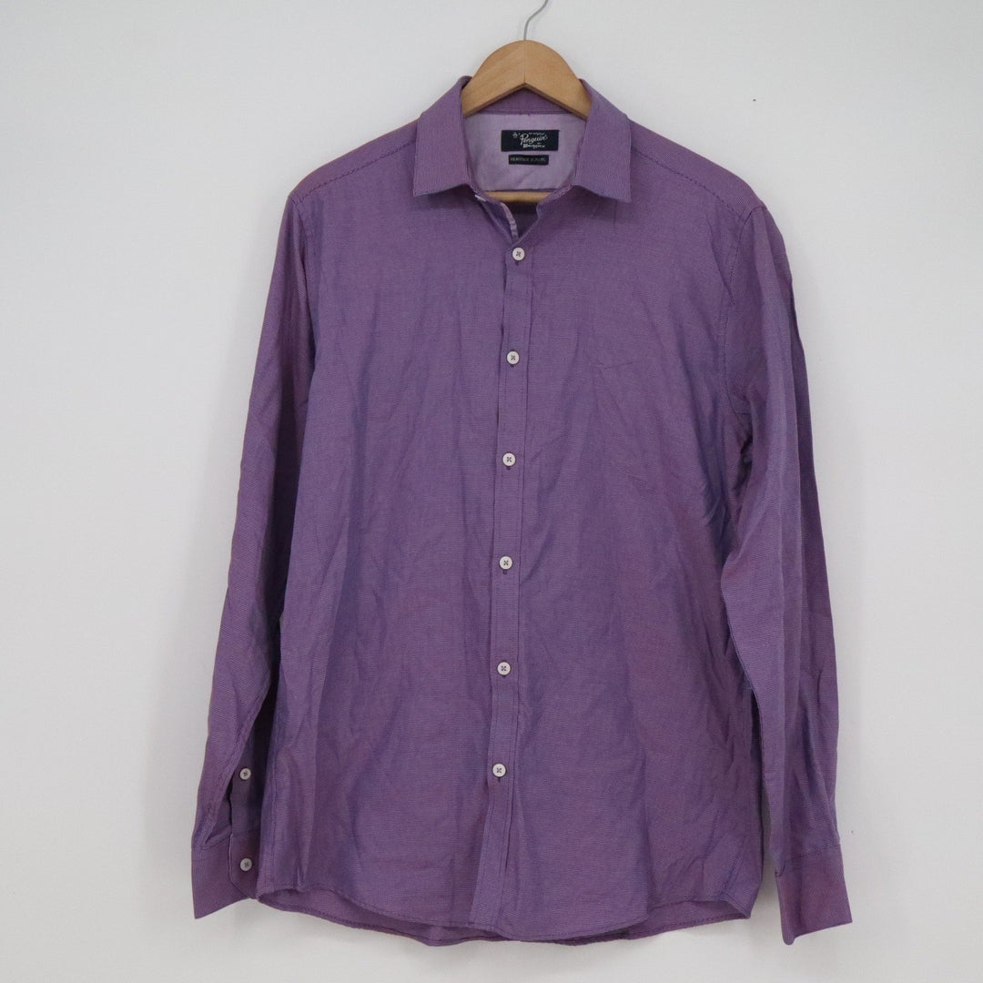 Original Penguin Mens Purple Heritage Slim Fit Button Down Shirt 15.5 34/35