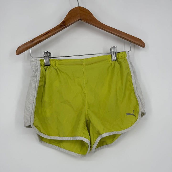 Puma Athletic Running Shorts Women's Size S Lime Green White Trim Lightweight