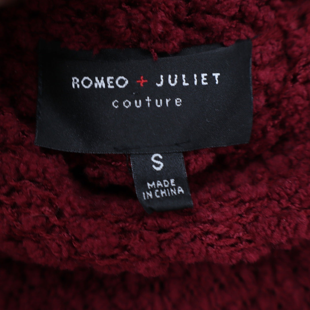 Romeo + Juliet Couture Burgundy Popcorn Knit Cowl Neck Poncho Sweater Small