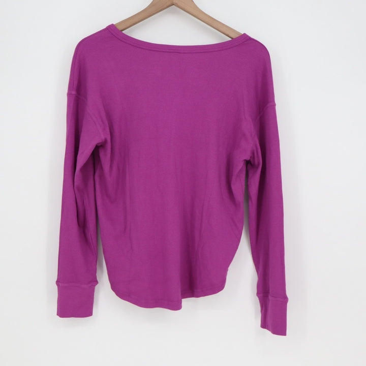 American Giant Luxe Rib Womens Medium Beauty Berry V-Notch Long Sleeve Pullover